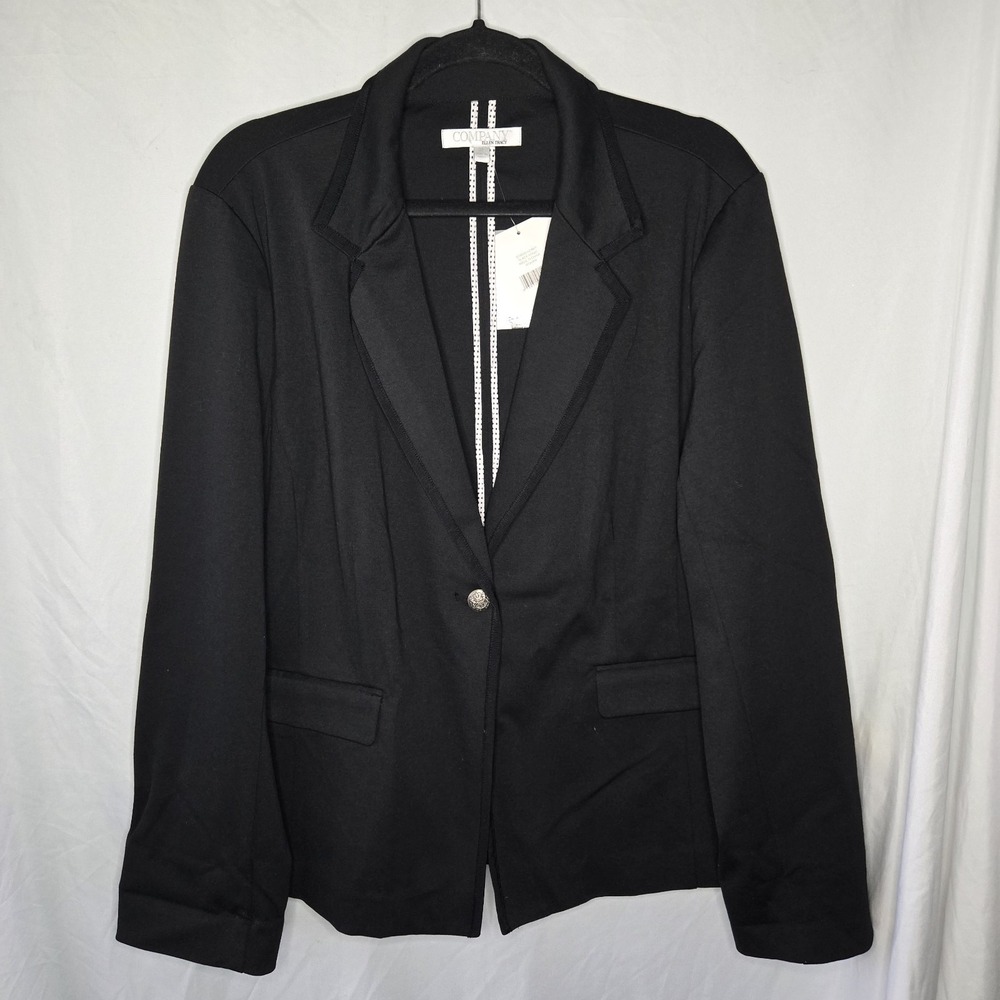 Company Ellen Tracy Ponte Knit‎ Blazer Decorative Button Women's XL Black